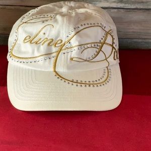 Celine White Hat with Gold Embroidery